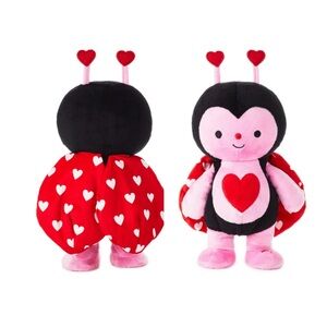 Hallmark Black and Pink Stuffed Ladybug with Red Hearts
